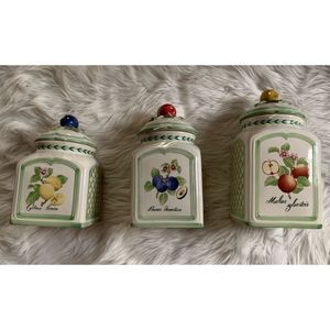 Villeroy & Boch French Garden ceramic Kitchen Pantry Canisters set of 3